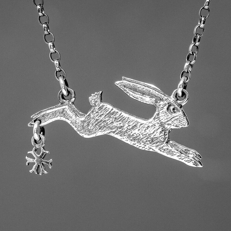 Magical Winter Hare Silver Pendant by Nick Hubbard