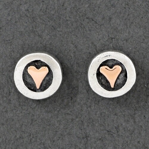 Heart Silver and Rose Gold Stud Earrings by Nick Hubbard