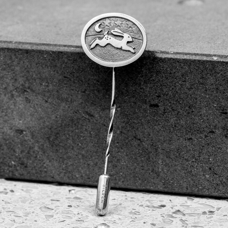 Magical Hare Silver Stick Pin Brooch by Nick Hubbard