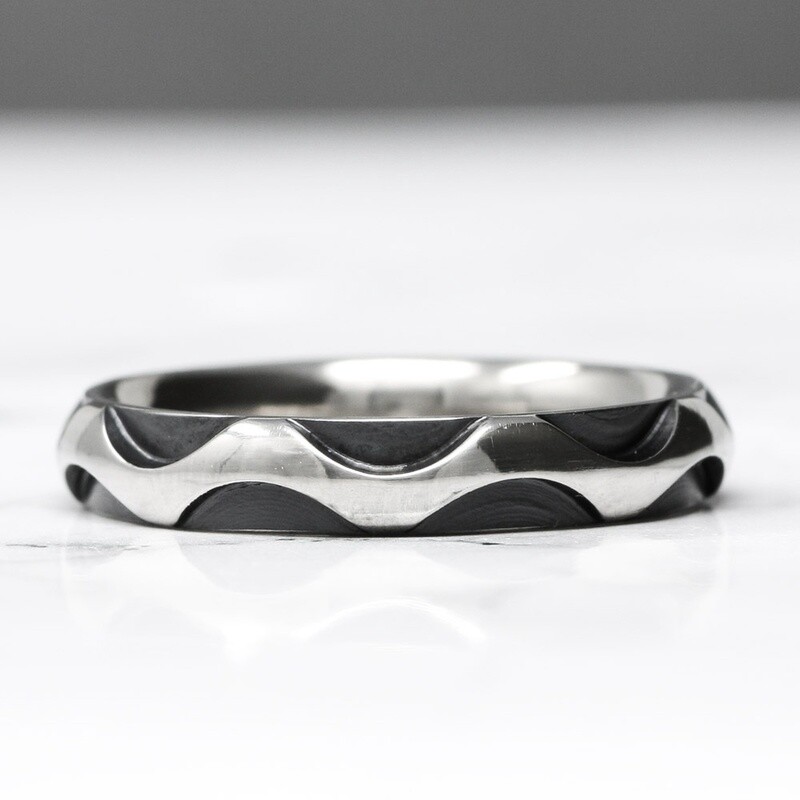 Wave Polished Titanium Ring - Black - 4mm by Prism Design