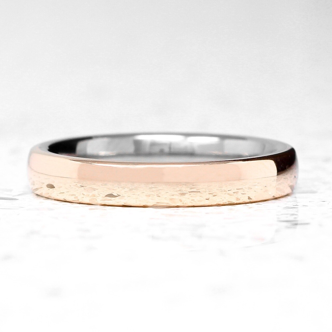 Polished 9ct Rose Gold and Titanium Ring - 4mm by Prism Design