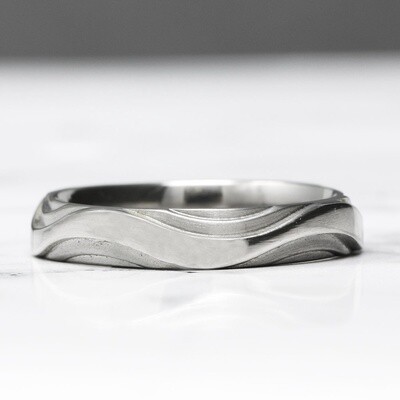 Layered Wave Matt and Polished Titanium Ring - 4mm by Prism Design - size S