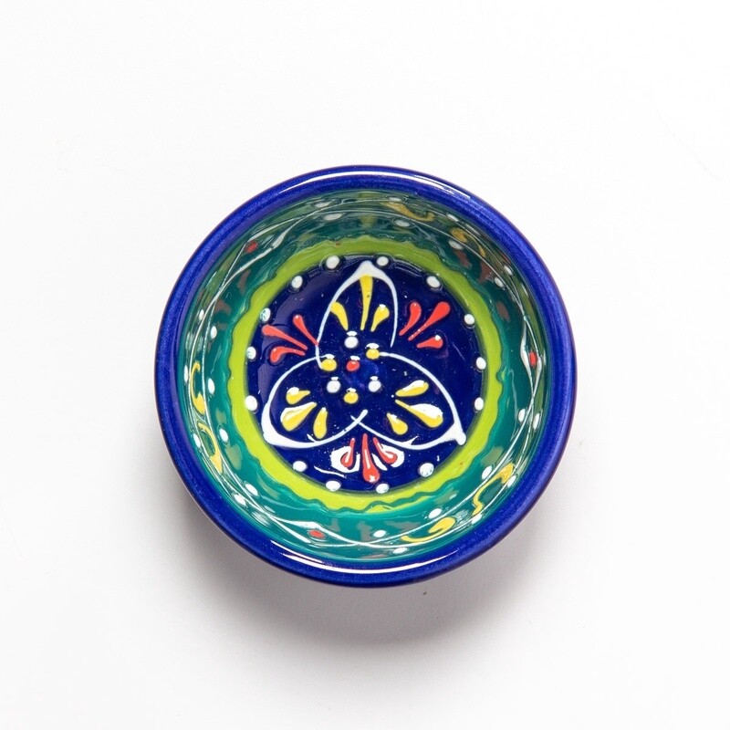 Classic Spanish Hand Painted Ceramic Tapas Bowl (7cm) - Blue/Green by Verano Ceramics