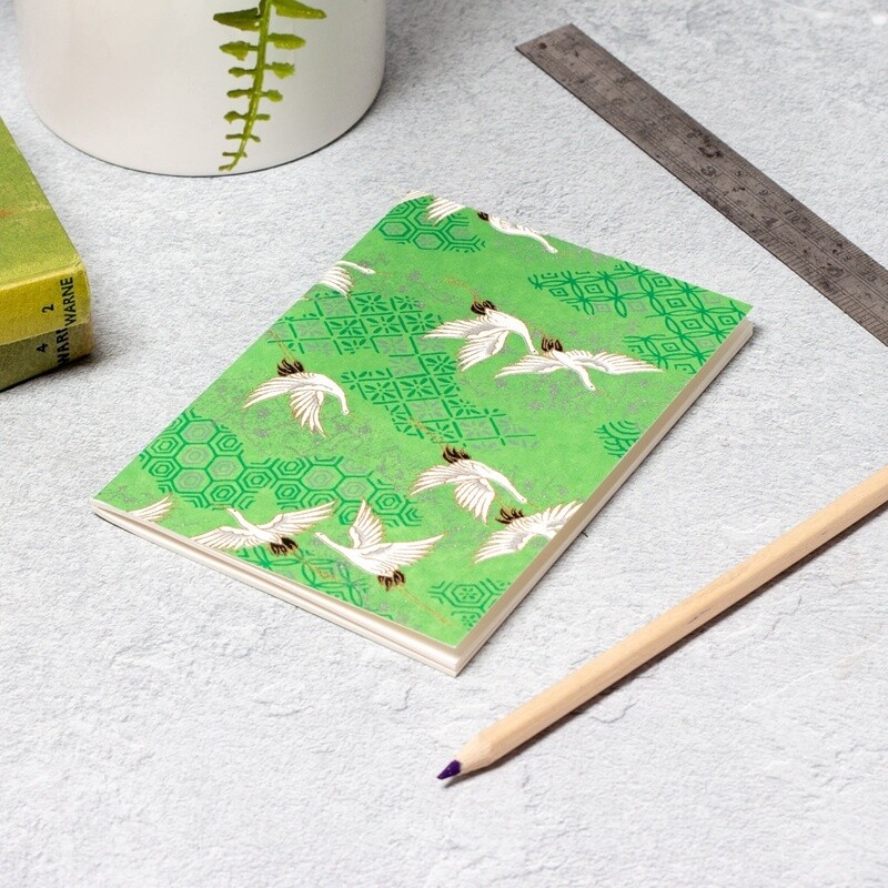 Essential Notebook - Silver Cranes/Green by Esmie