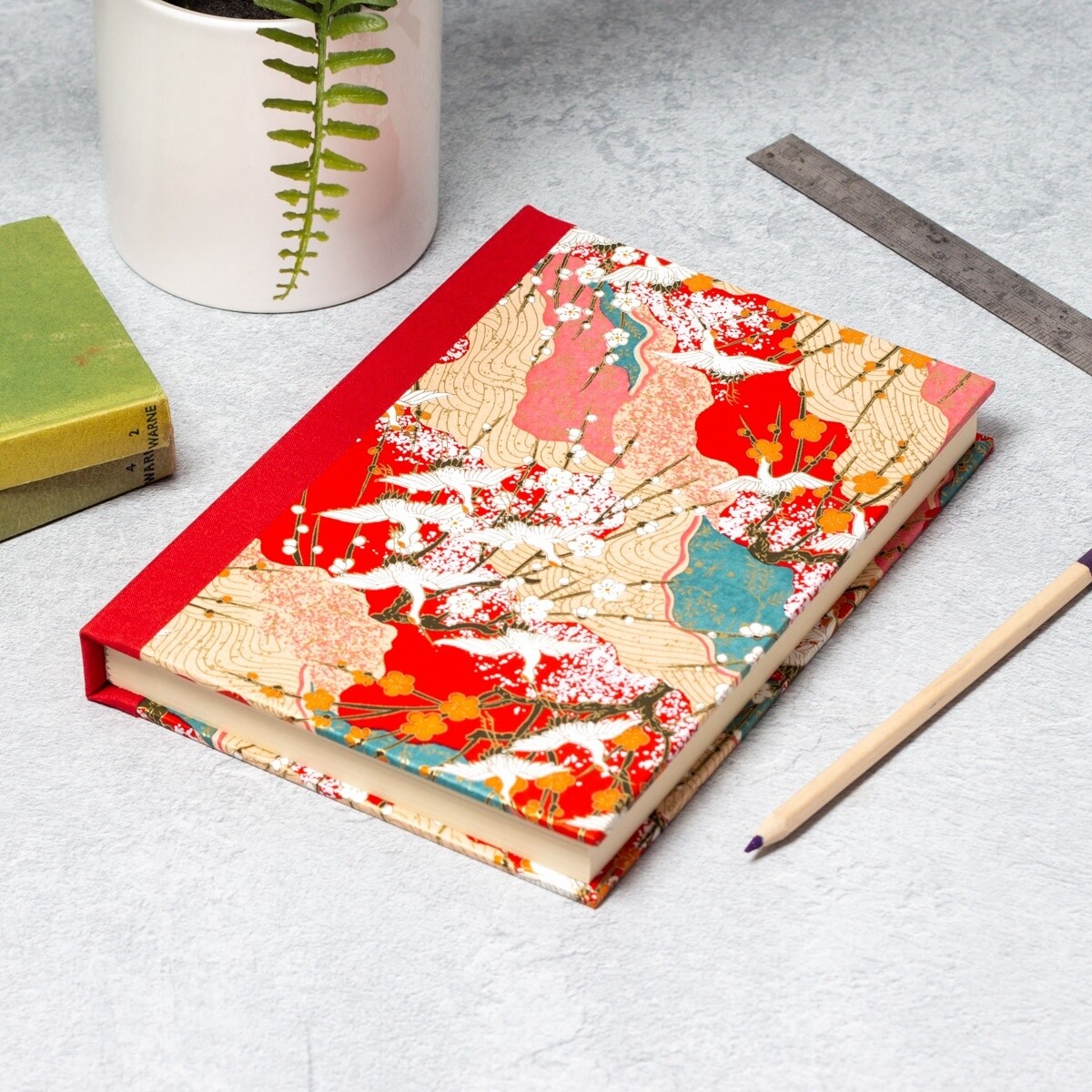 Classic Journal - A5 - Cranes Collage/Red by Esmie
