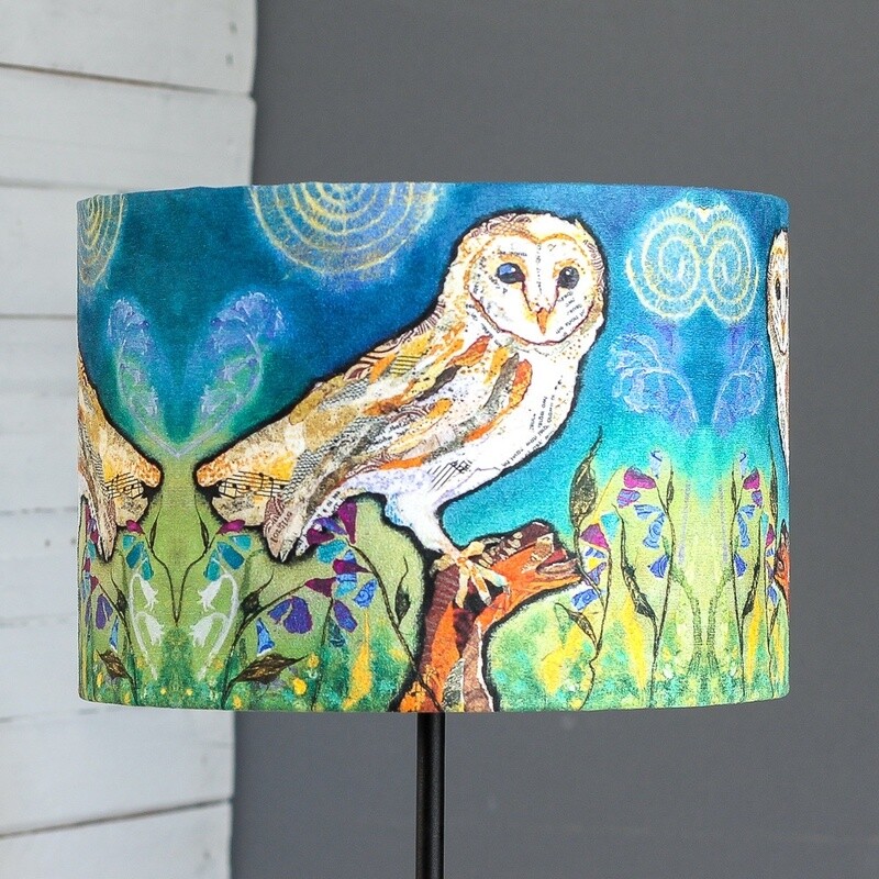 barn owl faux suede lampshade by dawn maciocia