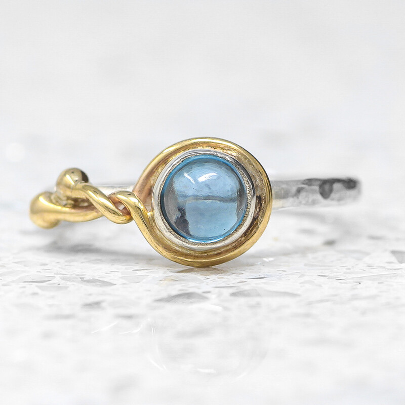 london blue topaz and yellow gold twist silver ring by fi mehra