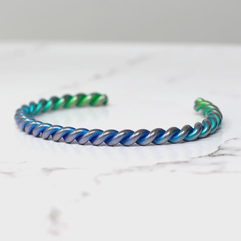 Titanium Coil Bangle - Polished Green by Prism