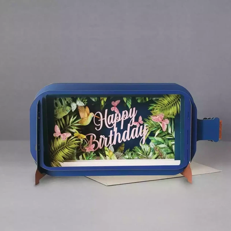 3d Pop Up Bottle Card - Happy Birthday Hummingbird by Alljoy