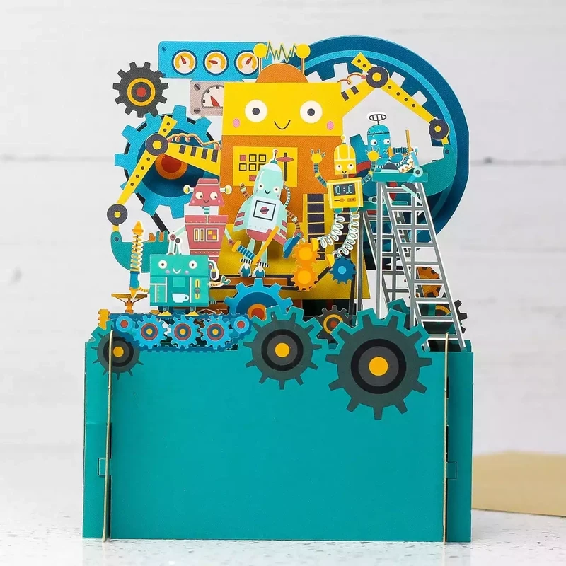 3D Pop Up Card - Robots by Alljoy
