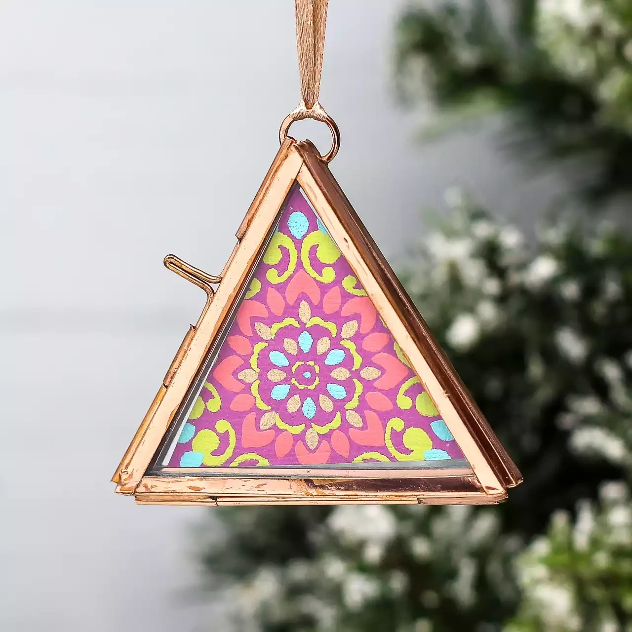 Alia Hanging Small Glass Photo Frame - Triangle - Copper by Paper High