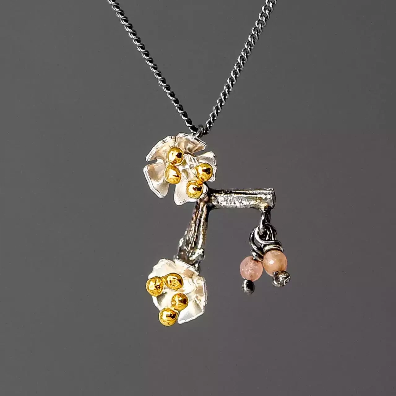 Almond Blossom Silver and Gold Plated Necklace by Amanda Coleman
