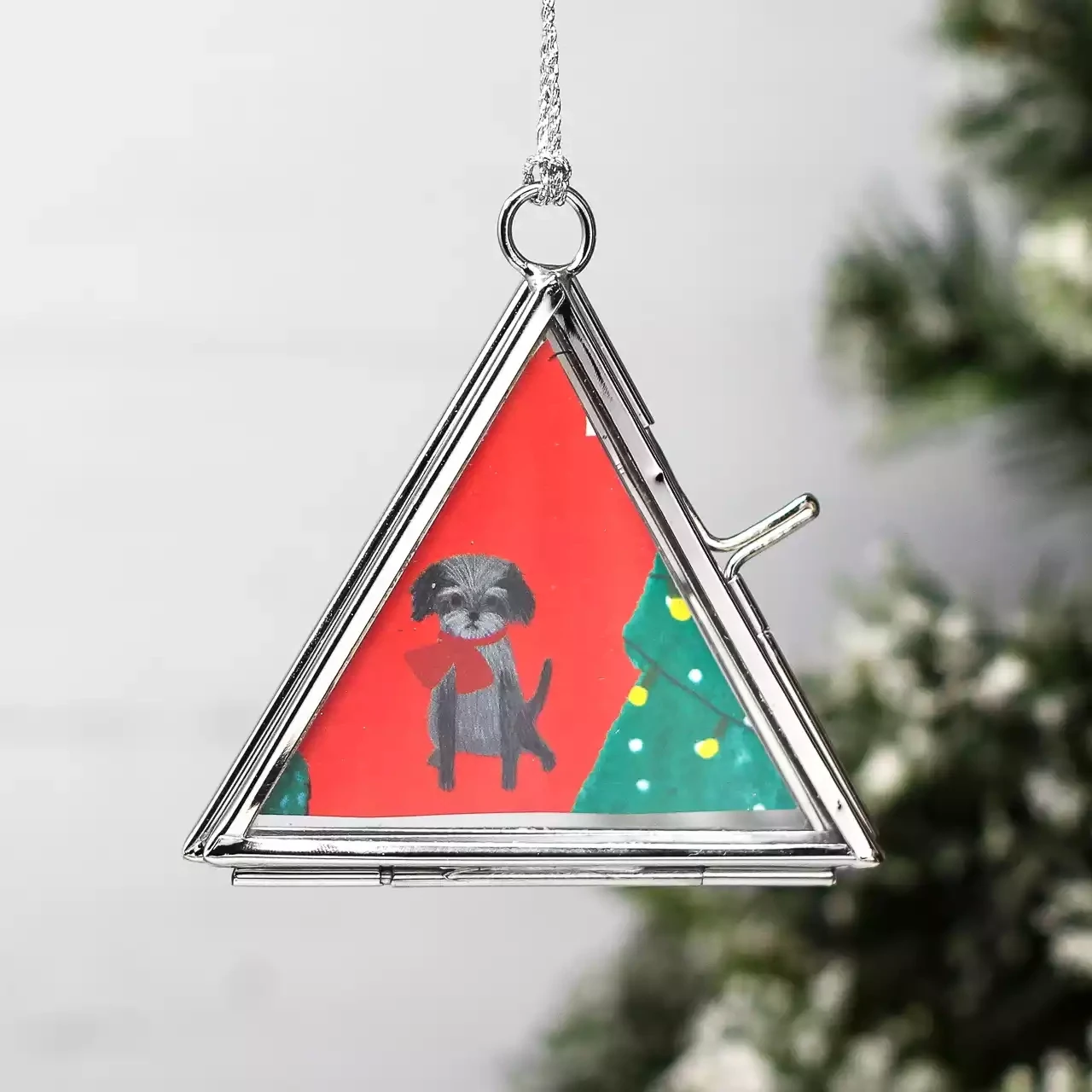 Alia Hanging Small Glass Photo Frame - Triangle - Silver by Paper High