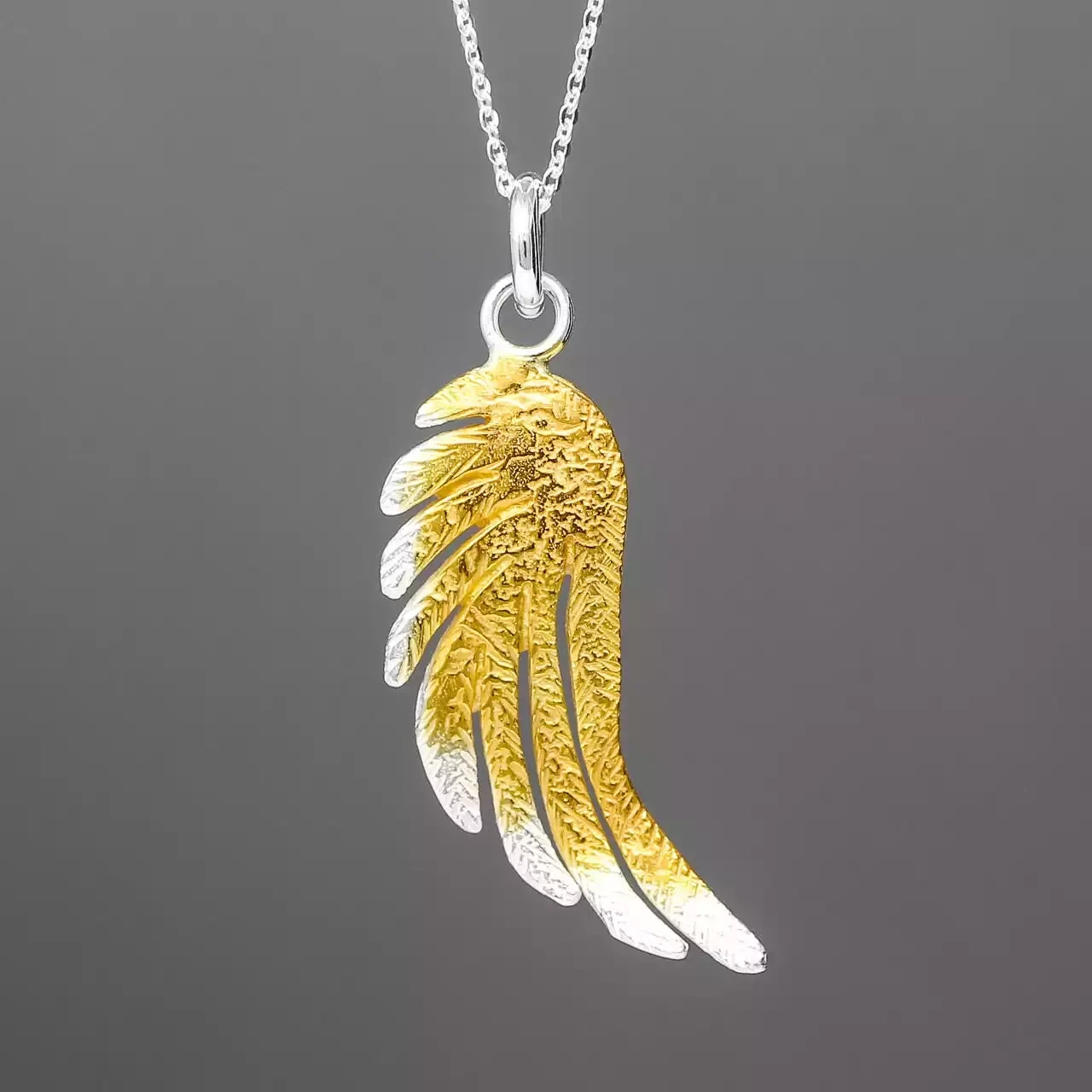 Angel Wing Silver and Gold Plate Charm Necklace - Large by Fi Mehra