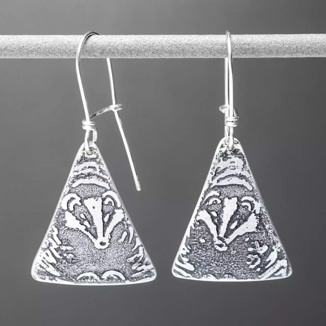 Aluminium Triangle Drop Earrings - Badger by Anna Roebuck