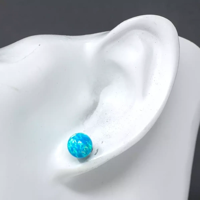 Aqua Opalite Ball Stud Earrings - 8mm by Lavan