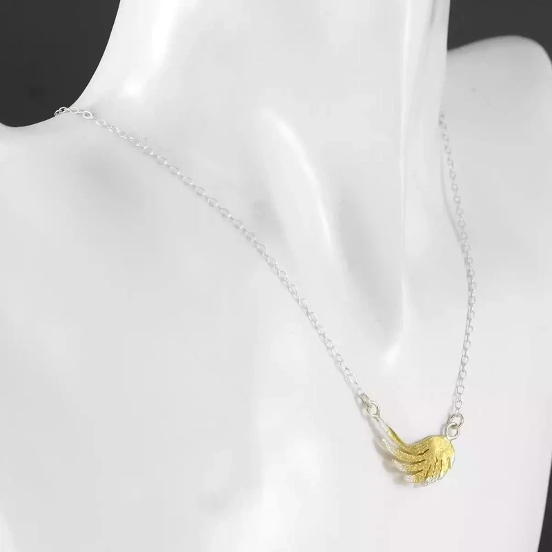 Angel Wing Silver and Gold Plate Necklace - Large by Fi Mehra