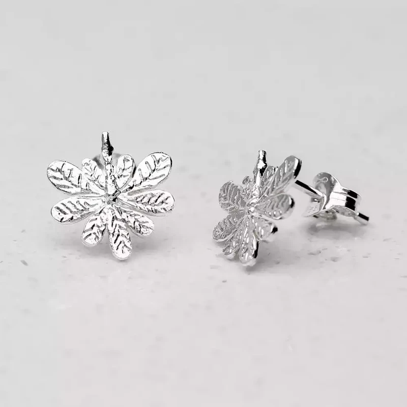 Aralia Leaf Silver Stud Earrings by Amanda Coleman