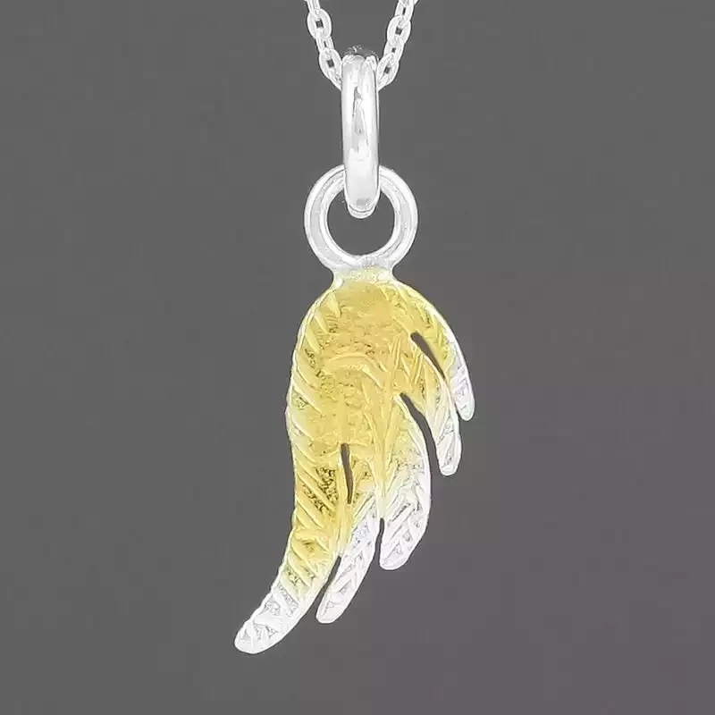 Angel Wing Gold Plated Silver Charm Pendant by Fi Mehra