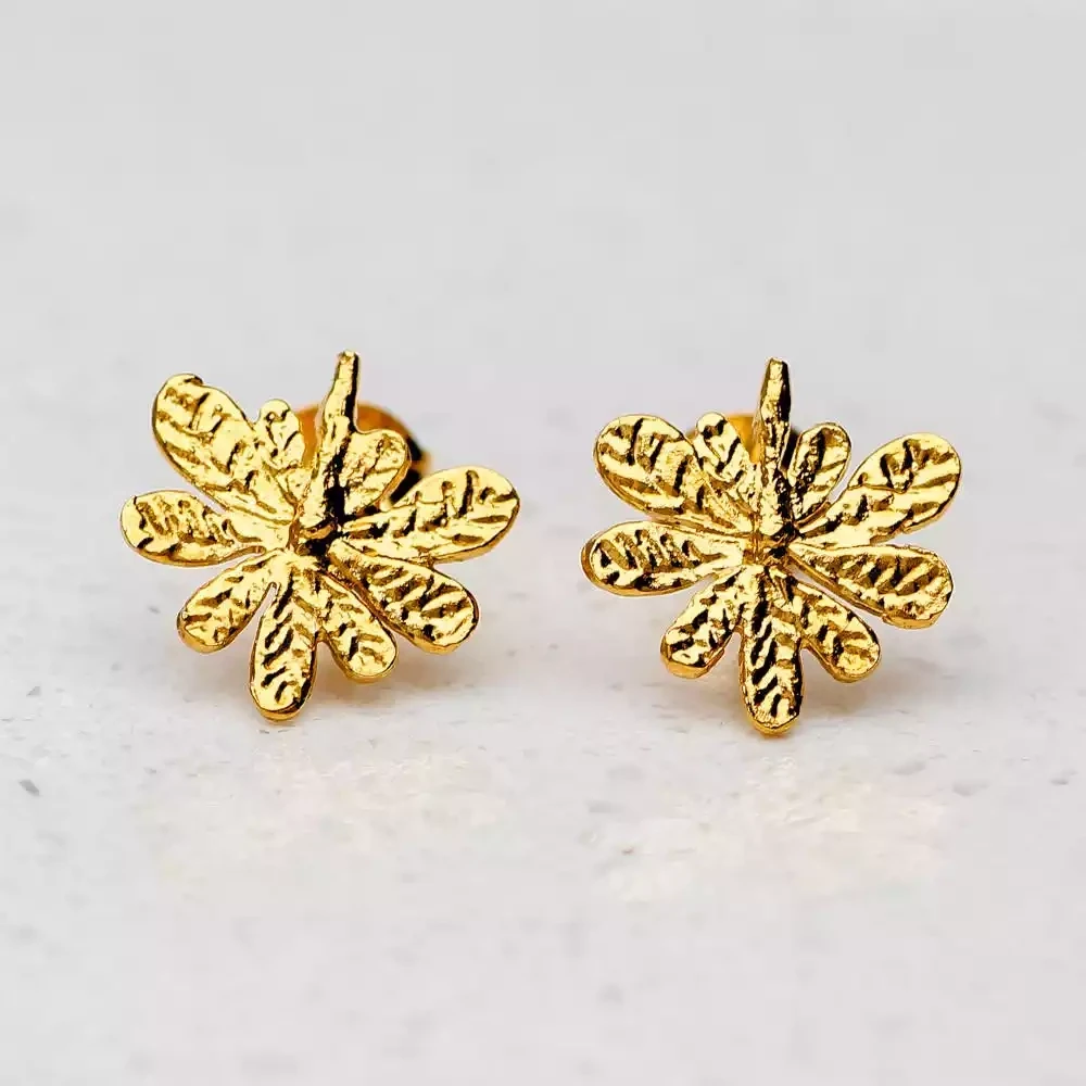 Aralia Leaf Gold Plate Stud Earrings by Amanda Coleman