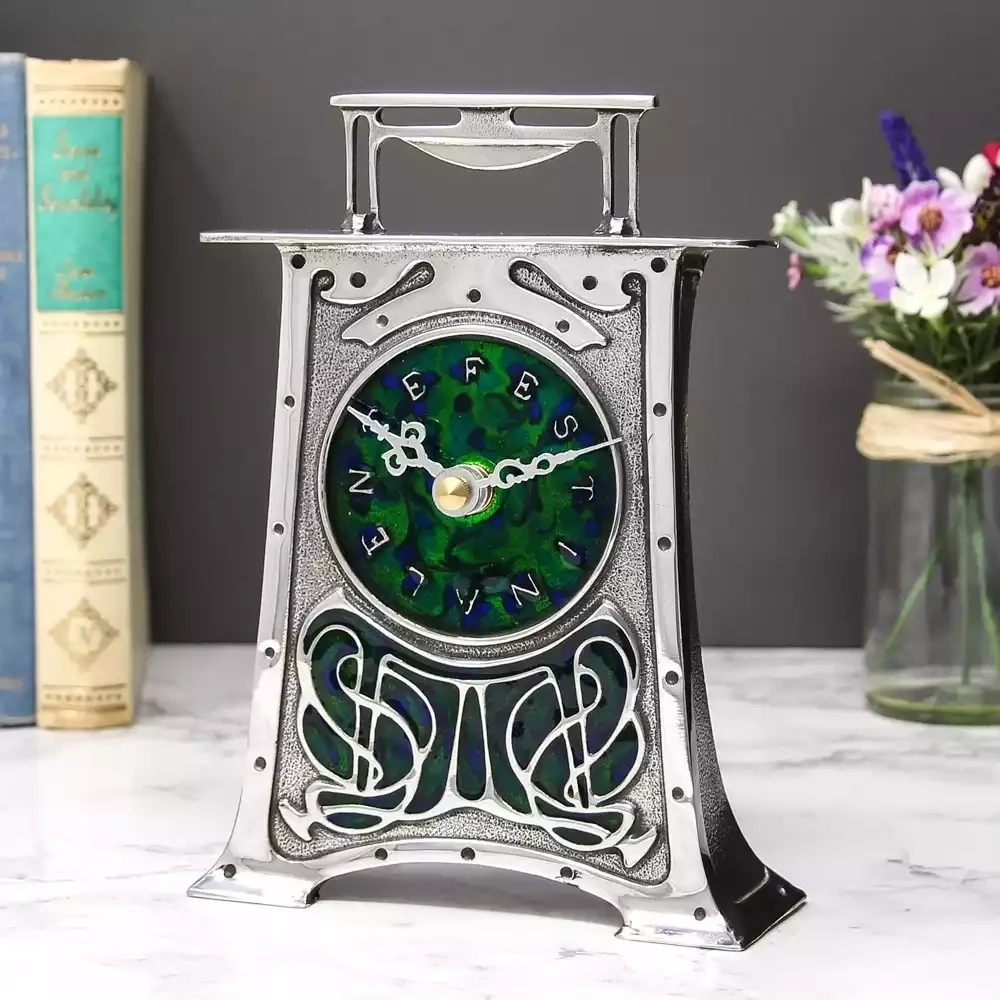 Archibald Knox Reproduction Art Nouveau Liberty Pewter Mantel Clock - no. 45