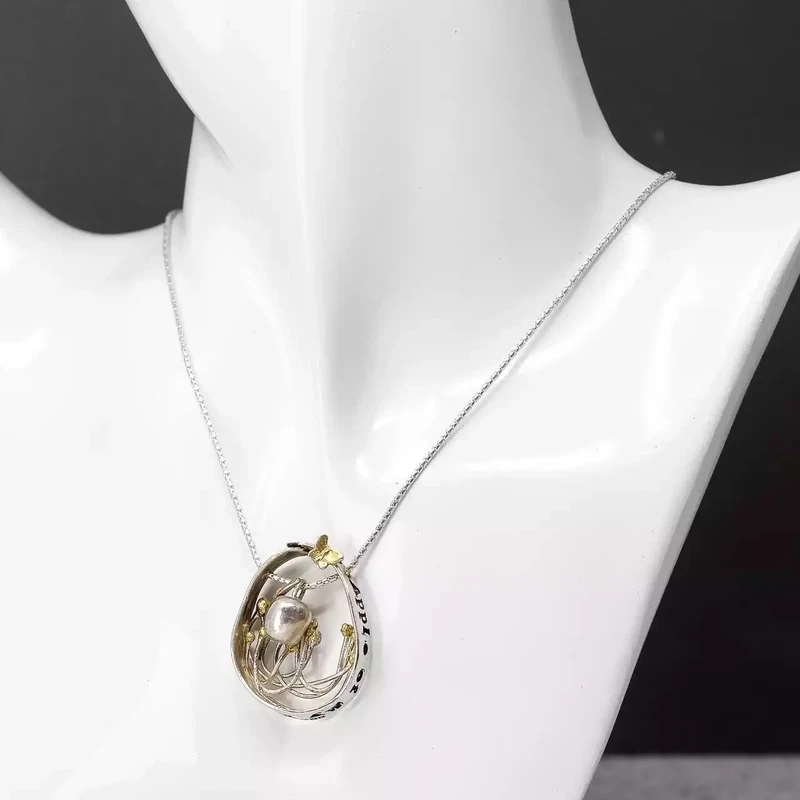 Apple Of My Eye Silver and Gold Plate Necklace by Xuella Arnold