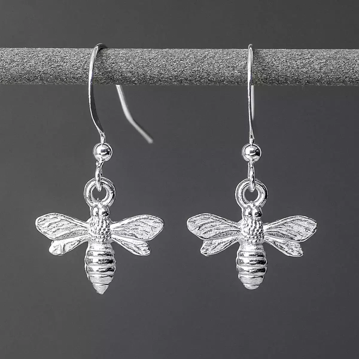 Bee Pewter Drop Earrings - Small by Lancaster and Gibbings