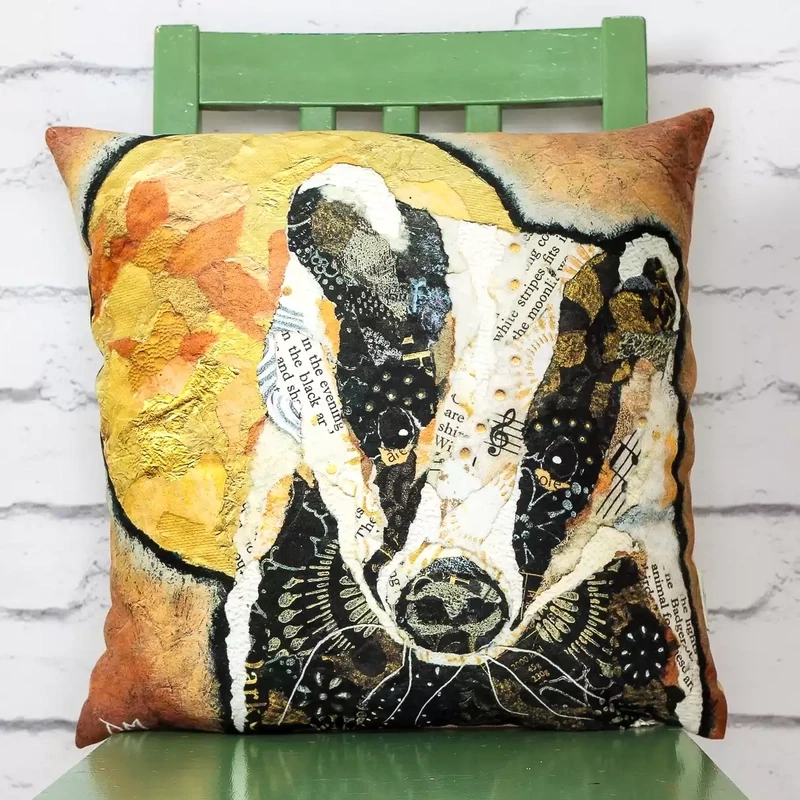 Badger and Moon Cushion by Dawn Maciocia