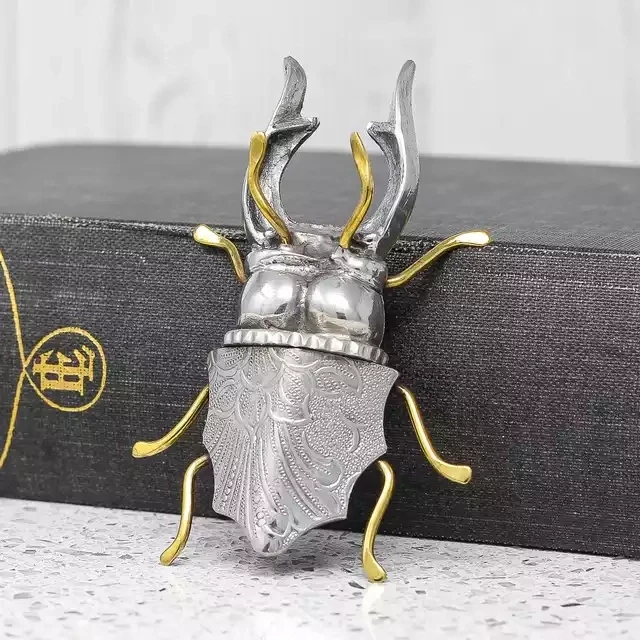 Beetle Pewter Brooch With Scalloped Edge by Jim Stringer