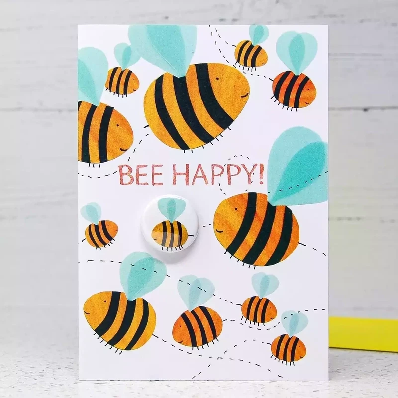 Bee Happy Badge Card by the Black Rabbit