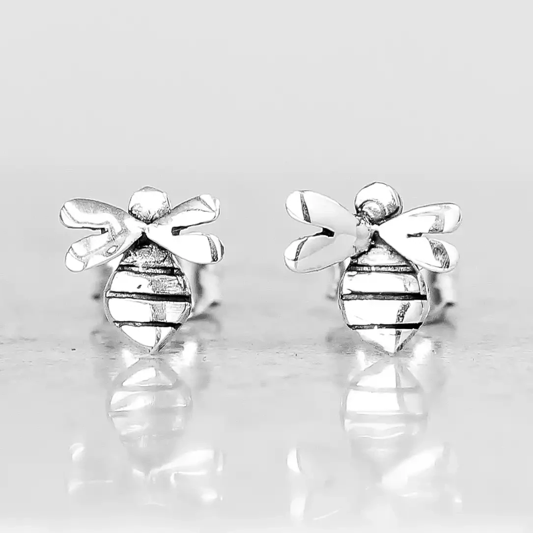 Bee Silver Stud Earrings - Small by Linda Macdonald