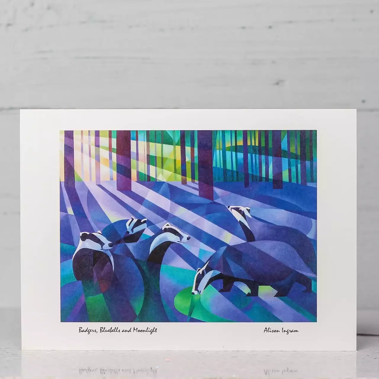 Badgers, Bluebells and Moonlight Card by Alison Ingram