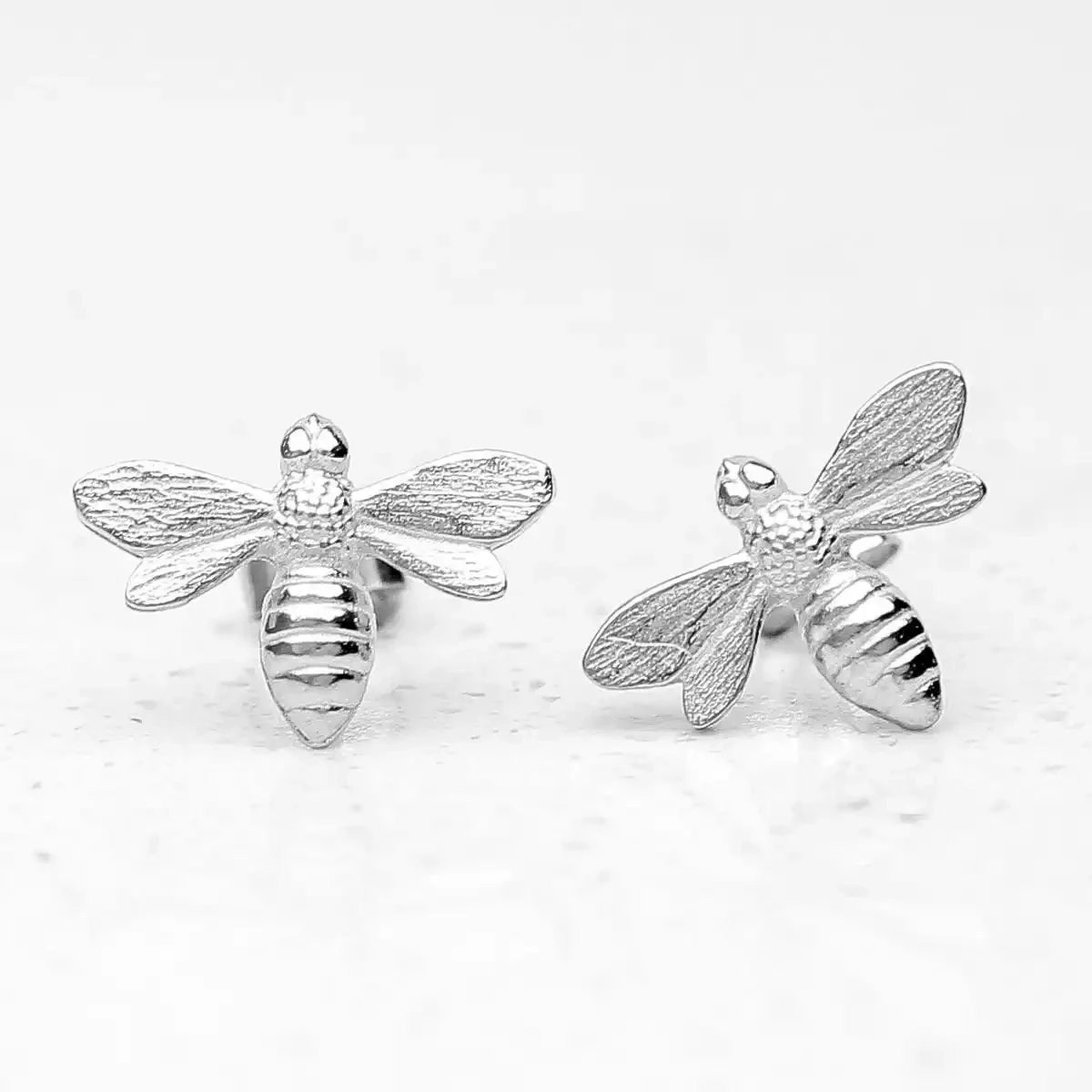 Bee Pewter Stud Earrings Small by Lancaster and Gibbings