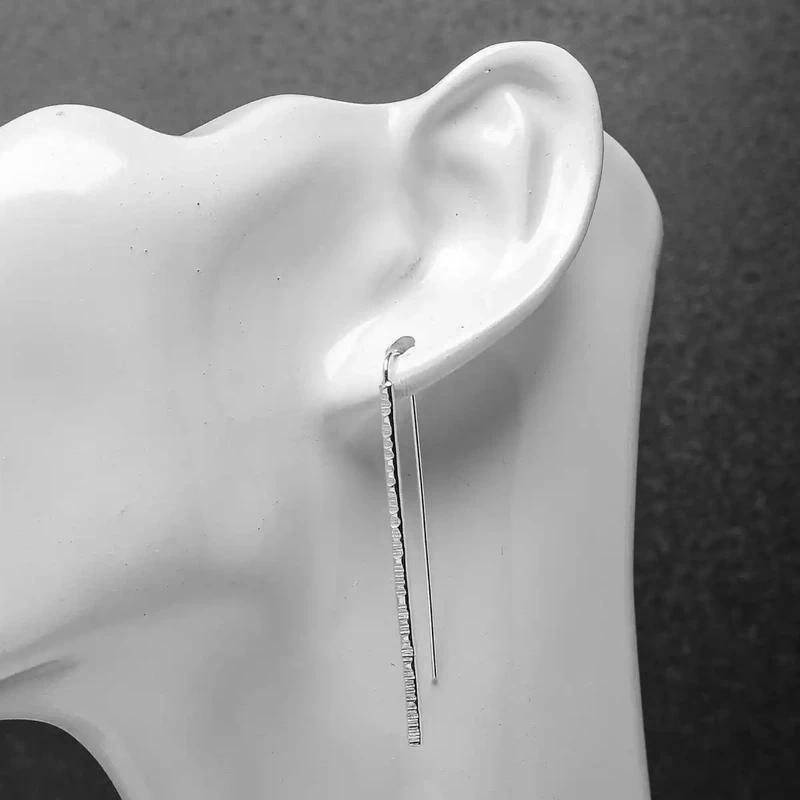 Bar Hook Silver Earrings - Long by Tara Kirkpatrick