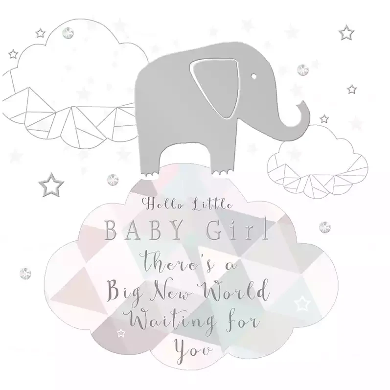 Baby Girl Elephant Card by Sarah Curedale