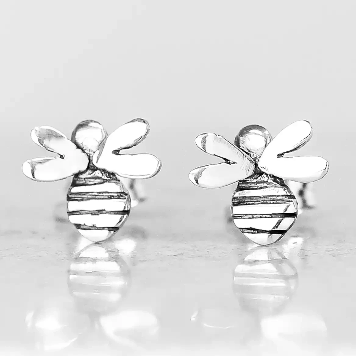 Bee Silver Stud Earrings - Large by Linda Macdonald