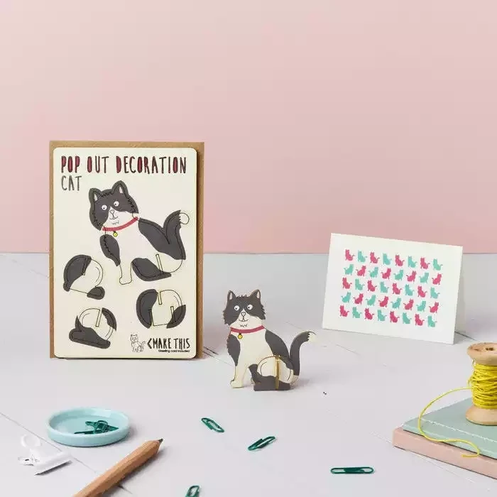 Black & White Cat Card by the Pop Out Card Company