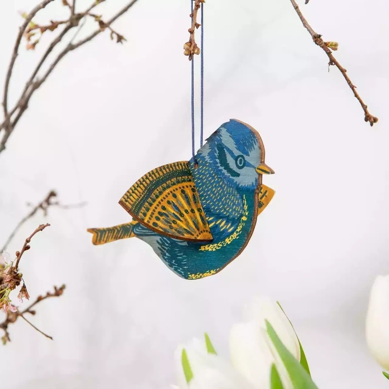 Blue Bird Wooden Decoration by East End Press