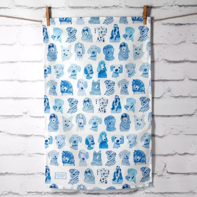 Blue Dogs - Organic Cotton Tea Towel by Arthouse Unlimited