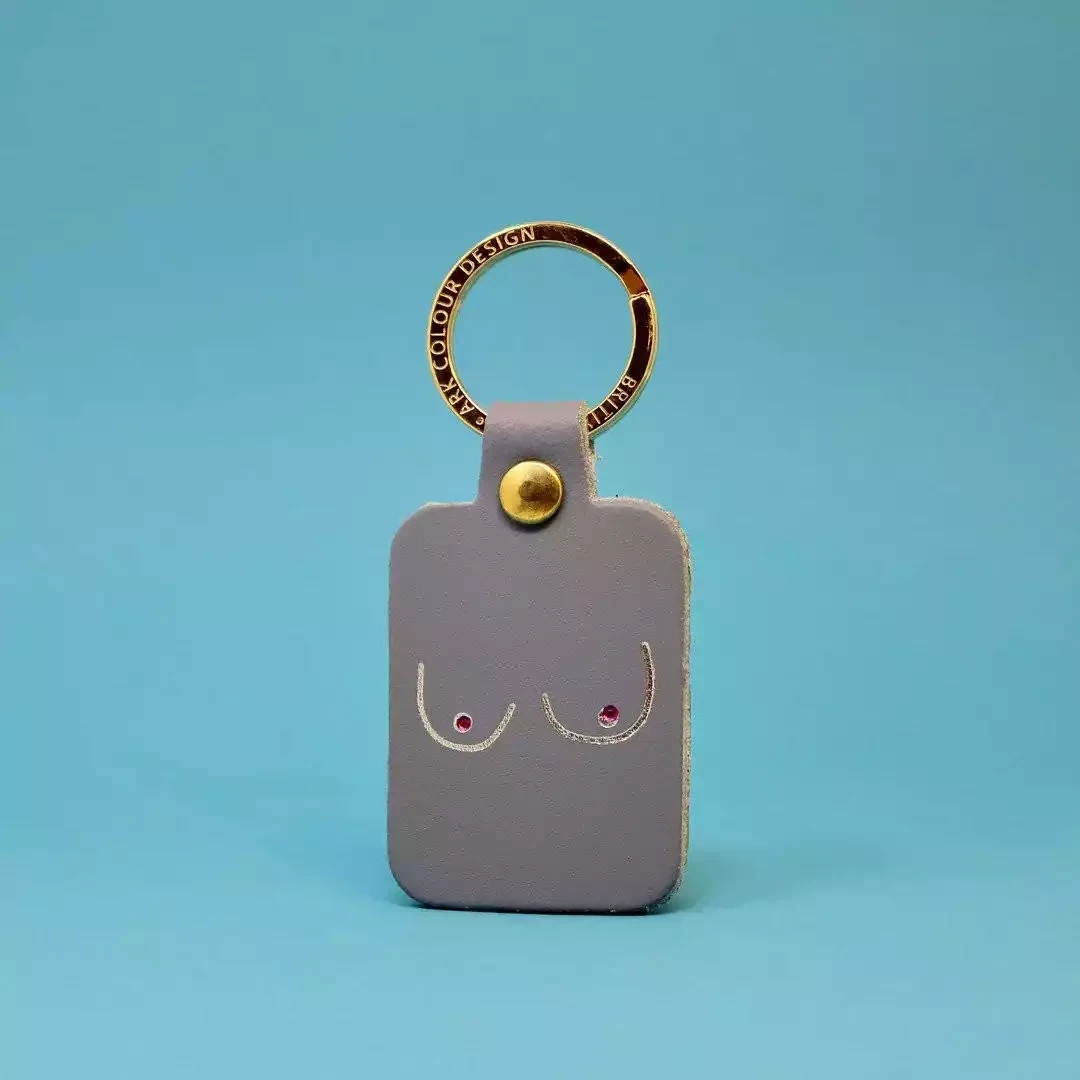Boobs Leather Keyring - Lilac Grey by Ark Colour Design