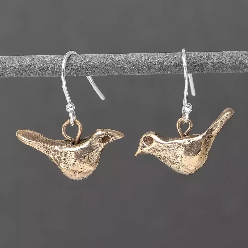 Bronze Bird Drop Earrings by Xuella Arnold