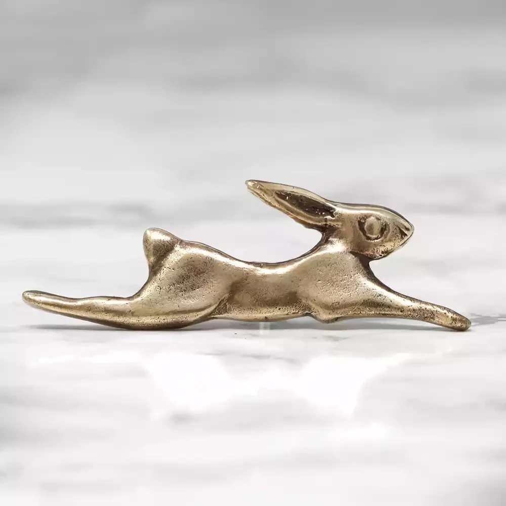 Bronze Hare Lapel Pin Brooch by Xuella Arnold