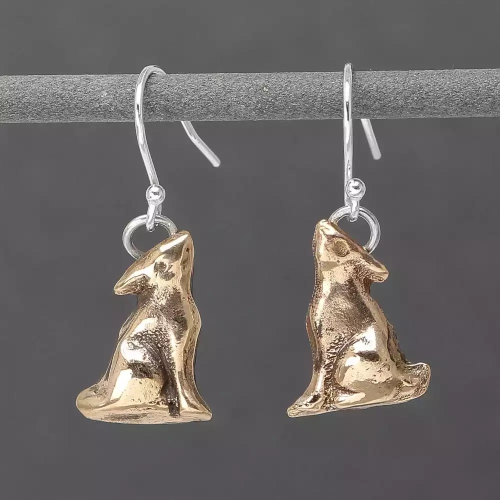 Bronze Moongazing Hare Drop Earrings by Xuella Arnold