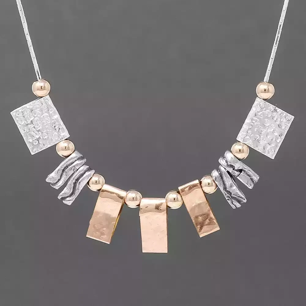 Bunting Rose Gold and Silver Necklace by Lavan