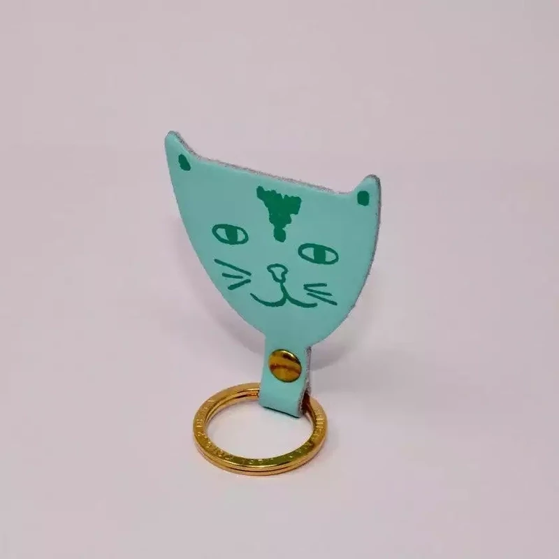 Cat Leather Keyring - Turquoise by Ark Colour Design