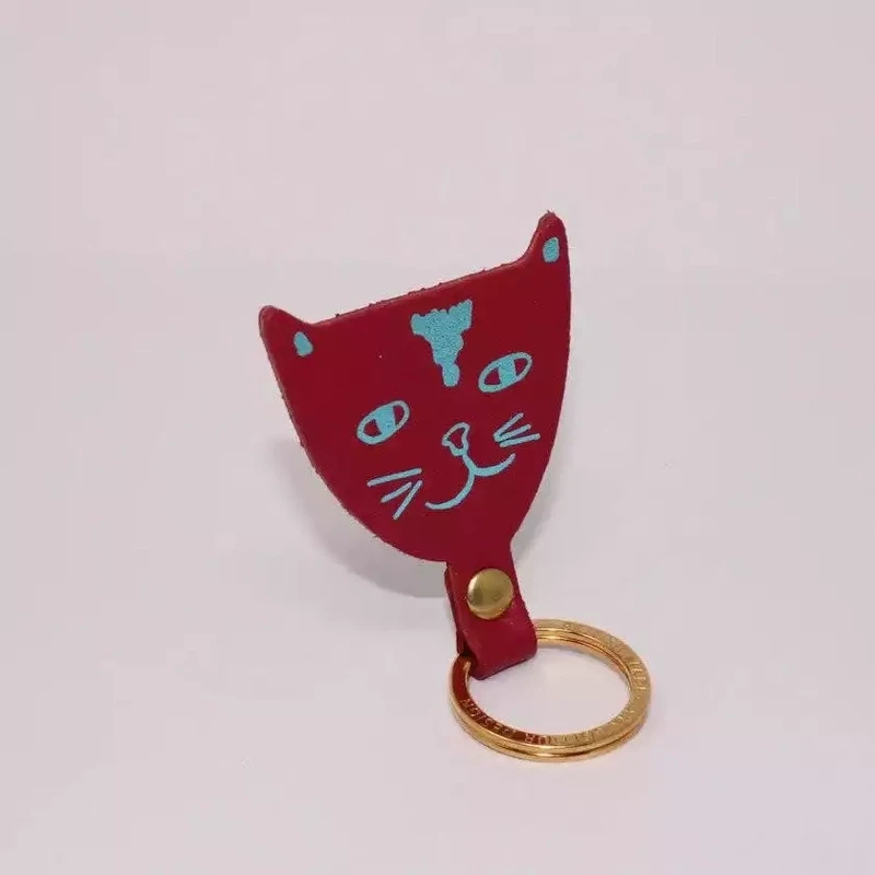 Cat Leather Keyring - Magenta by Ark Colour Design