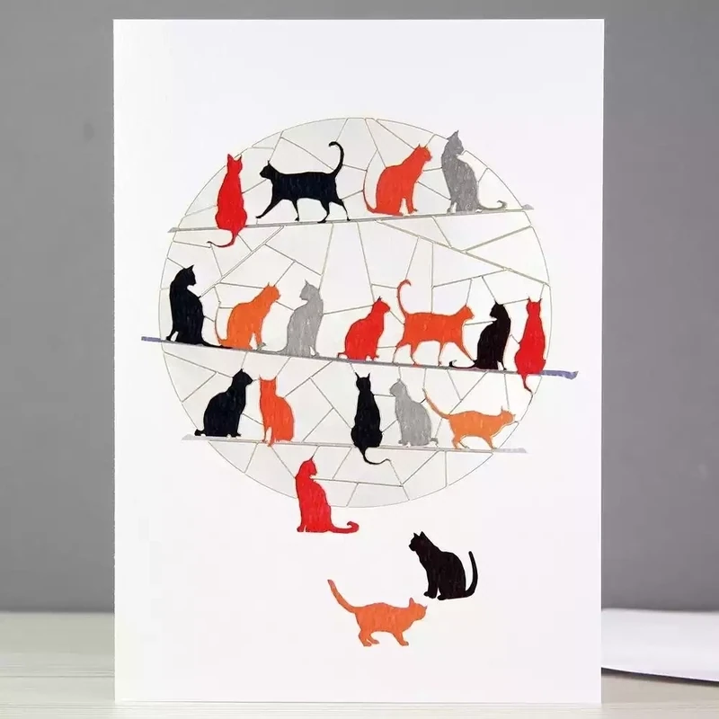 Cattery Laser-cut Card by Ge Feng