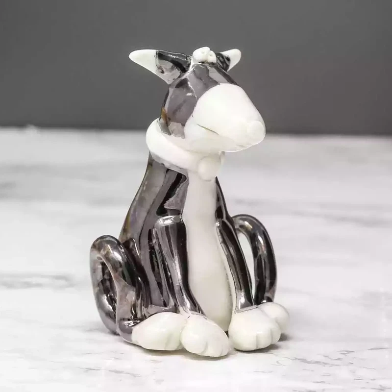 Ceramic Dog Miniature Sculpture - Black by Andrew Bull