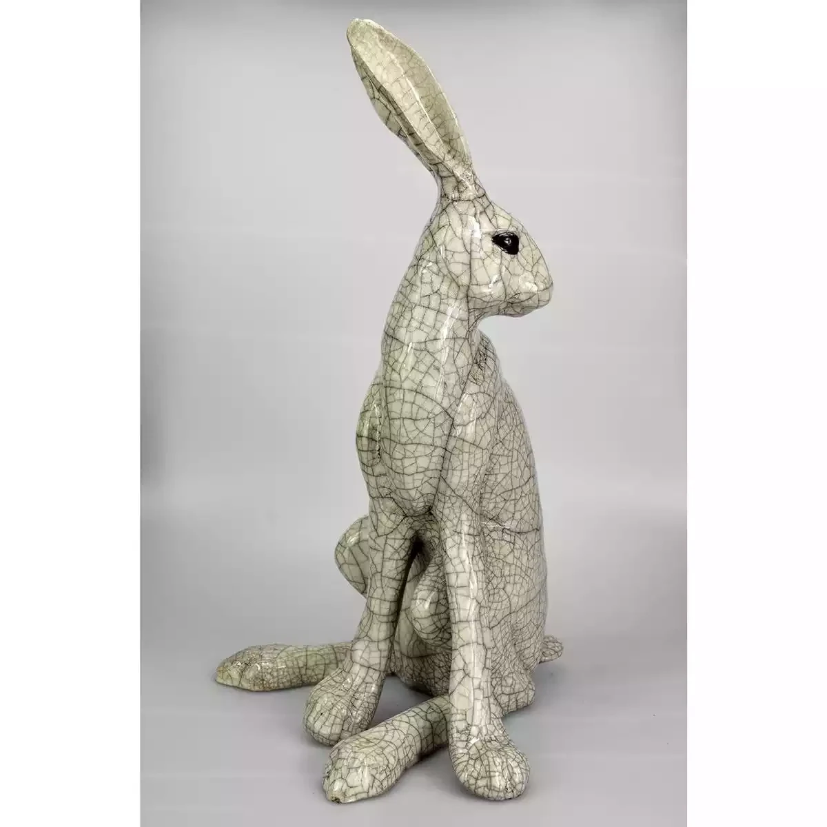 Ceramic Hare Raku-fired Sculpture - Turning - Large by Paul Jenkins