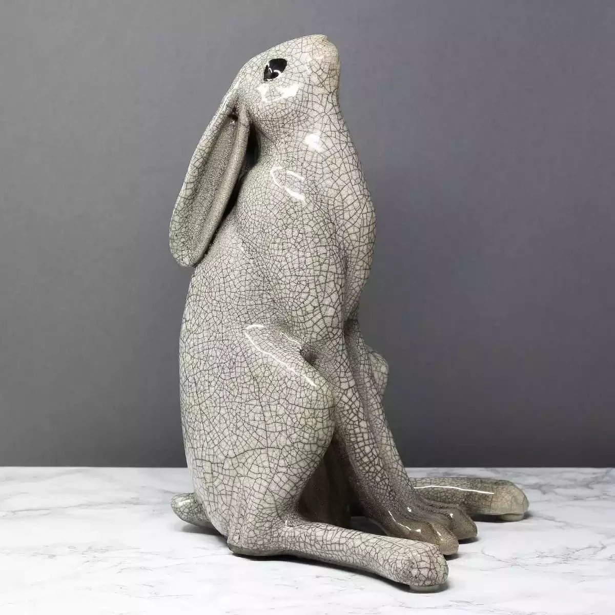 Ceramic Hare Raku-fired Sculpture - Moongazing - Large by Paul Jenkins